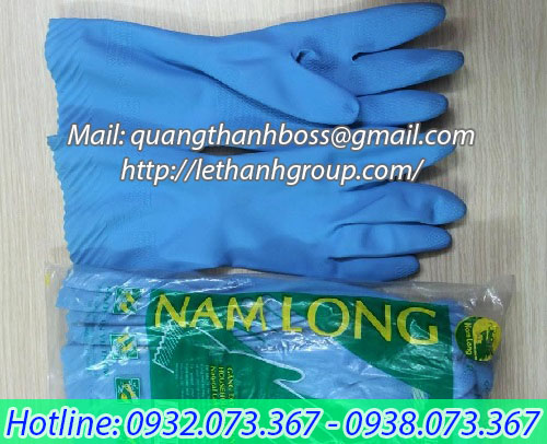 găng tay cao su Nam Long màu xanh size mini